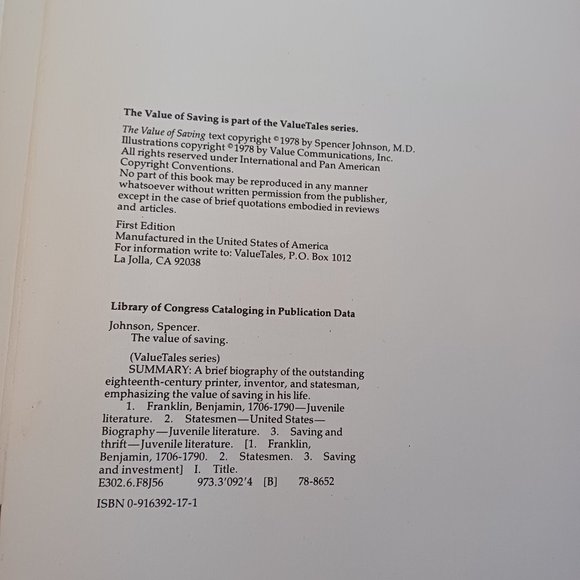 The Value Of Saving. The Story Of Benjamin Franklin Vintage Book - Picture 6 of 10